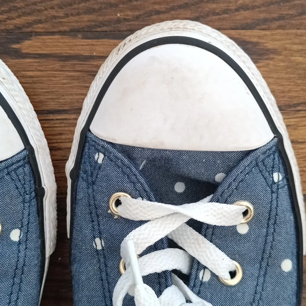 Kid's Converse All Star Blue with White Polka Dot Shoes